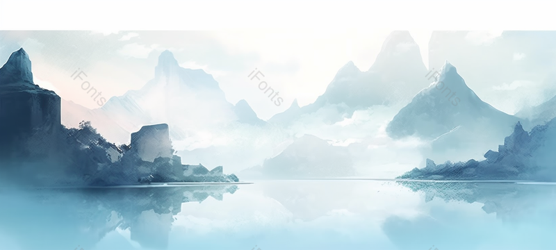 蓝色山水画,简约意境手绘山水,插画/手绘图,插画/手绘图库,插画/手绘图下载,插画/手绘